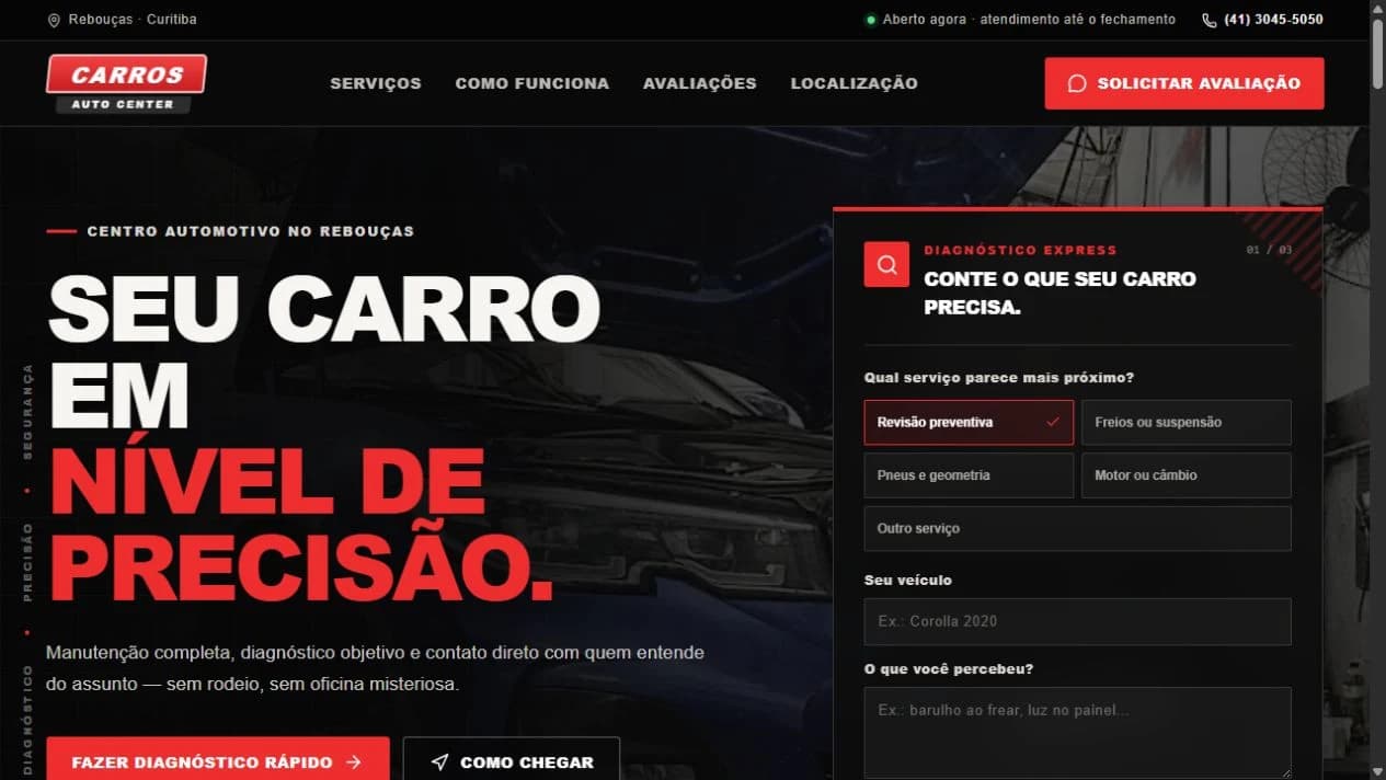 Página inicial de Carros Auto Center