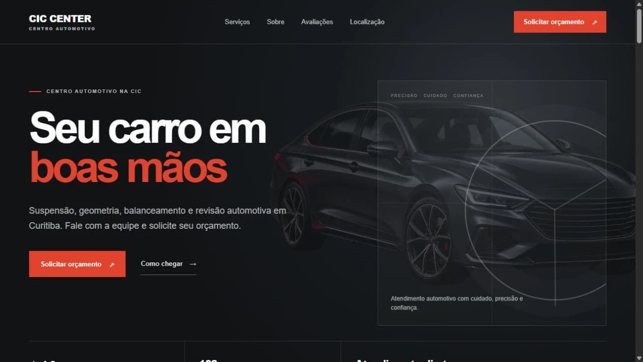 Captura real do site CIC Center